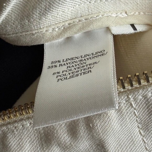 Ann Taylor Petite Beige Linen Blend Cropped Zip Up Jacket Women Size 6P - Picture 7 of 9